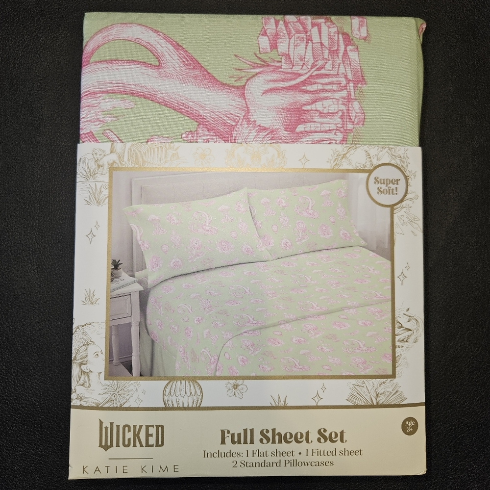 Katie Kime Wicked Full Sheet Set in Green and Pink